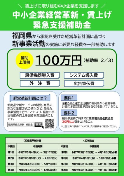 小企業経営革新・賃上げ緊急支援補助金チラシ